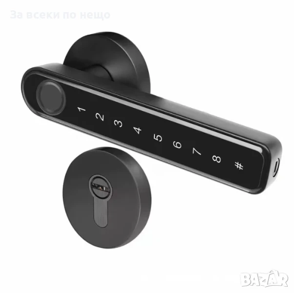 Секретна смарт брава Tuya, универсална, WiFi, 4xAAA захранване, Пръстов отпечатък, Парола, Ключ, снимка 1