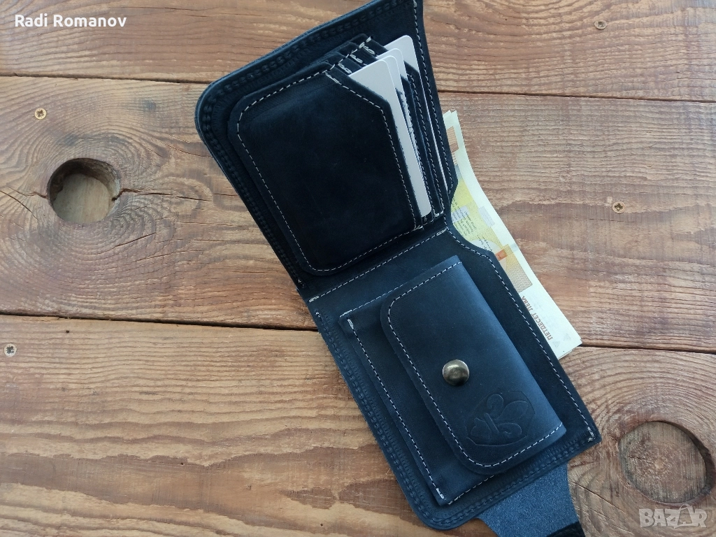 Ръчно изработен мъжки кожен портфейл , снимка 1