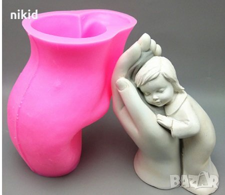 3D Дете сгушено в  Грамадна ръка шепа силиконов молд форма калъп гипс шоколад и др , снимка 1