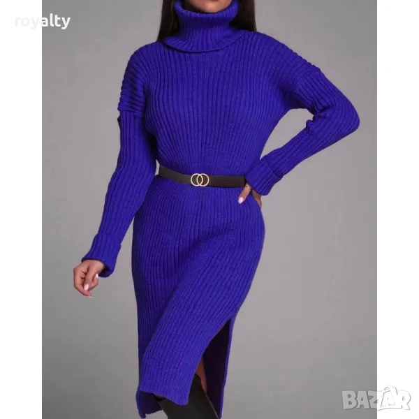 Плетена рокля поло под коляното Различни цветове , снимка 1