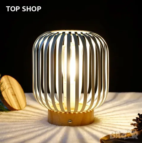 JHY DESIGN USB акумулаторна нощна лампа безжична метална клетка LED фенер, за декорация на парти, снимка 3 - Настолни лампи - 49340600