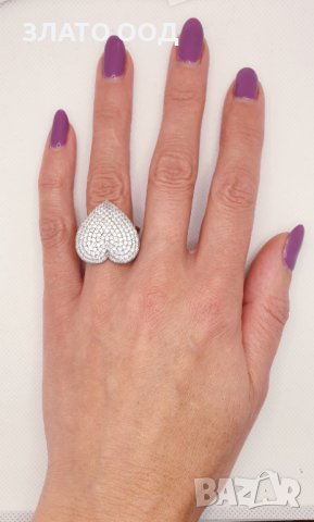 Златен пръстен 2 в 1 и медальон  сърце -14К, снимка 5 - Пръстени - 38695516