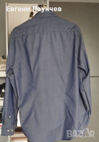 Нова Мъжка риза Zara размер L Slim Fit в тъмно синьо 100% памук, снимка 2 - Ризи - 51695532