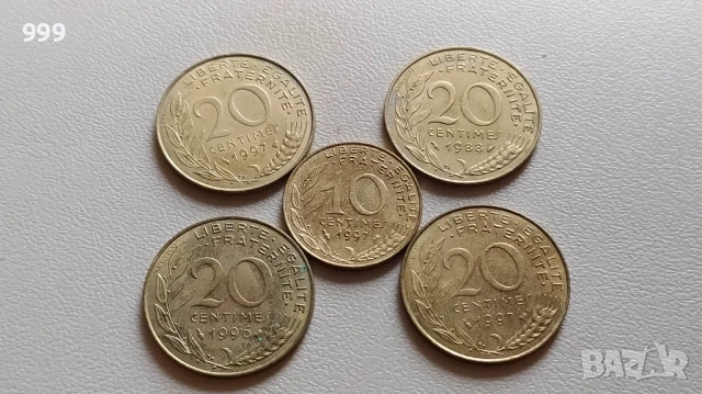 лот монети Франция - 5 броя, снимка 1
