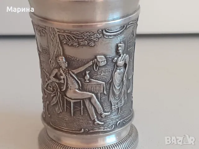 Немски чаши за ракия от калай, 40 мл.  Antik*Vintage#73, снимка 3 - Чаши - 48729359