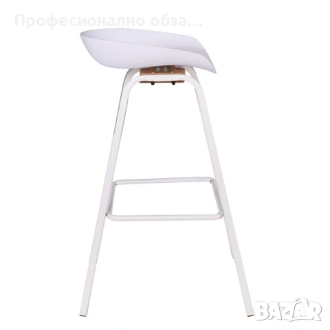Здрав стабилен бар стол с малка облегалка в бял цвят с метални крака, снимка 3 - Обзавеждане за заведение - 54022736