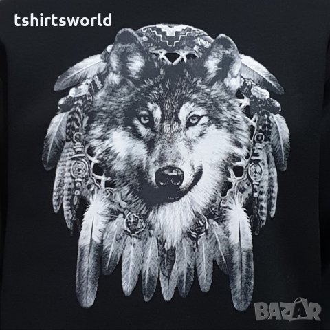 Нов мъжки суичър с дигитален печат Вълк - капан за сънища, снимка 2 - Суичъри - 27513850
