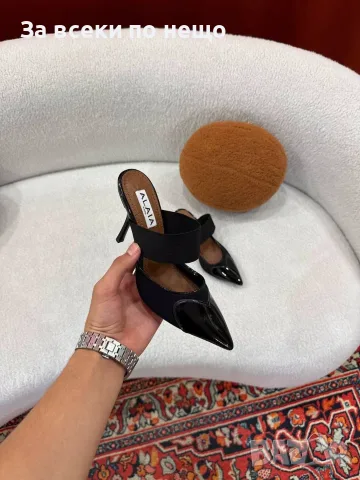 Alaïa Елегантни Официални Чехли От Лачена Кожа С Висок Ток И Елегантен Дизайн - 2 Цвята Код SEM-778, снимка 3 - Чехли - 56120922