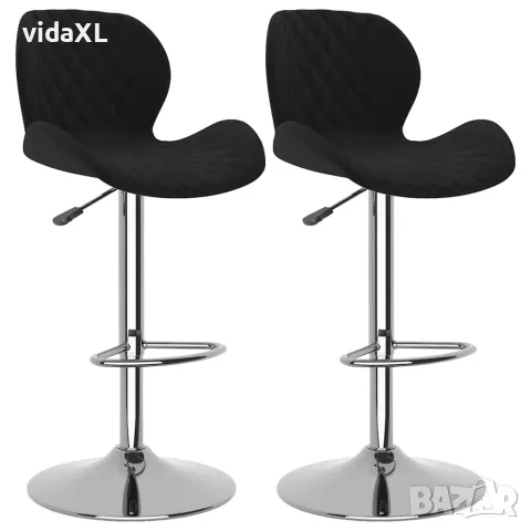 vidaXL Бар табуретки, 2 бр, черни, кадифе