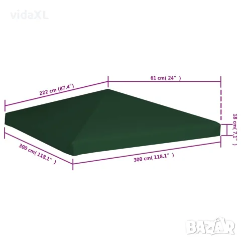 vidaXL Покрив за шатра, 310 г/м², 3x3 м, зелен, снимка 5 - Палатки - 56147628