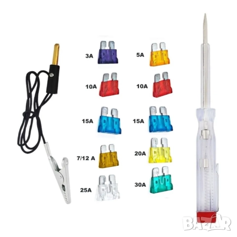 Пробна лампа с 10 броя бушона, снимка 2 - Аксесоари и консумативи - 52818931
