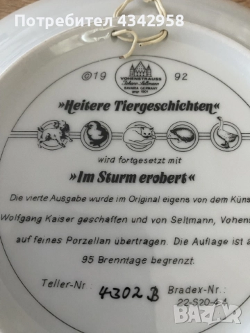 Колекционерски декоративни порцеланови чинии за стена
Seltmann Vohenstrauss., снимка 11 - Други ценни предмети - 55732074