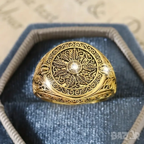 Мъжки пръстен с ретро мотив, снимка 3 - Пръстени - 48889483