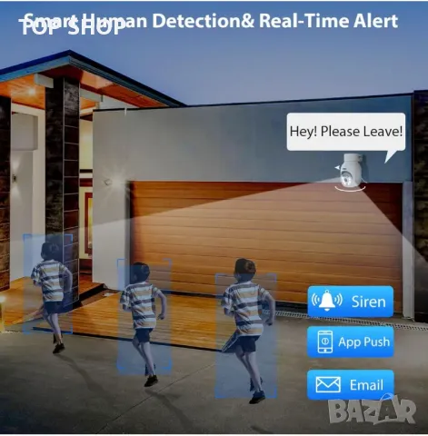 Hiseeu 5MP безжична PTZ система IP66  4 бр. WiFi камери,1TB твърд диск, 4K 10CH NVR, 2-посочно аудио, снимка 3 - Комплекти за видеонаблюдение - 48934676