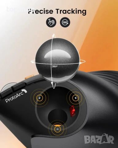 Вертикална безжична тракболна мишка ProtoArc, EM05 NL, Bluetooth ергономична, iPad, Mac, Windows, PC, снимка 3 - Клавиатури и мишки - 50559834