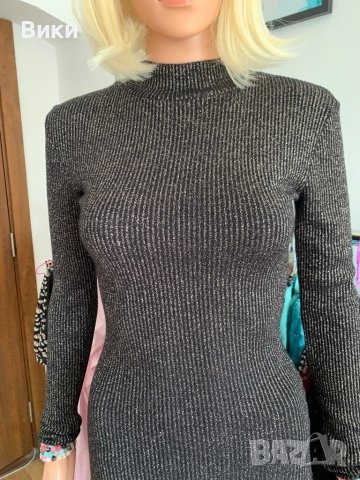 Черна рокля със златни нишки, снимка 12 - Рокли - 40819715