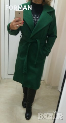 Дълго зелено палто, снимка 2 - Палта, манта - 38466117