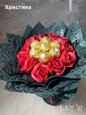 Букет за свети Валентин , снимка 10 - Ръчно изработени сувенири - 53268345