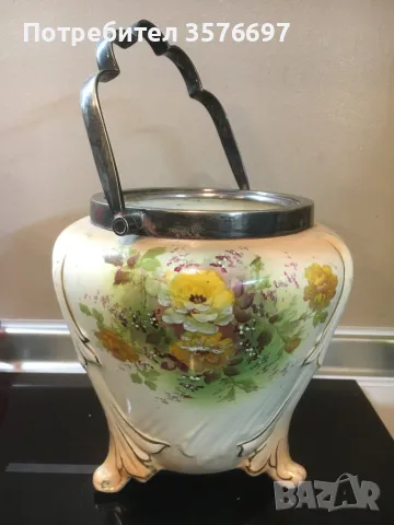 Стара английска бисквитиера с маркировки, снимка 3 - Други ценни предмети - 49782267