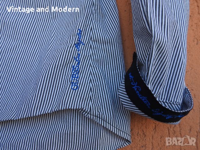 GUESS официална дамска риза сиво раирана оригинална (S), снимка 4 - Ризи - 34339256