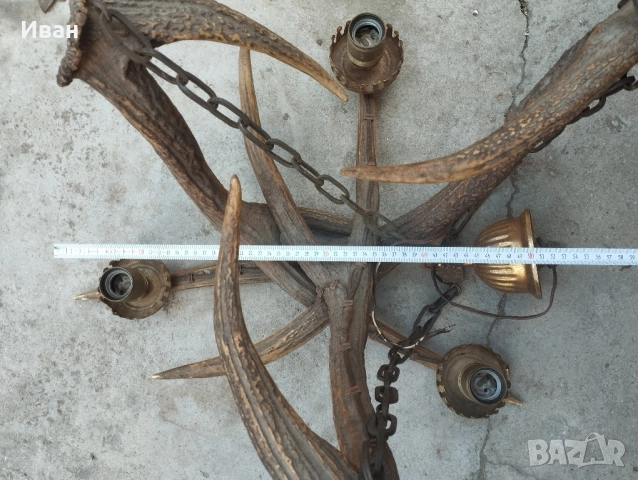 Стар полилей от 3 еленови рога , снимка 9 - Антикварни и старинни предмети - 52560920