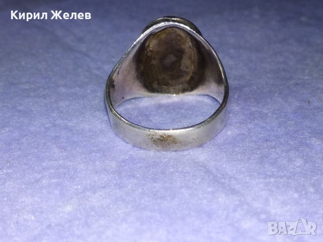 Стар АНГЛИЙСКИ СРЕБЪРЕН СКЪПОЦЕНЕН ПРЪСТЕН СРЕБРО ВИСОКА ПРОБА с РЪЧНО ШЛИФОВАН ЧЕРЕН ОНИКС 40637, снимка 10 - Антикварни и старинни предмети - 42599665