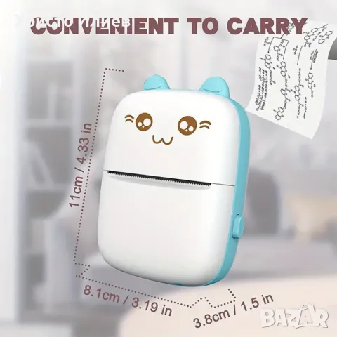 Детски термо принтер Моментално печатащ Bluetooth с 13 ролки хартия 2 цвята, снимка 4 - Други - 50002707