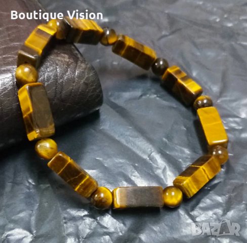 Ново! Унисекс гривна с естествени камъни - Тигрово око