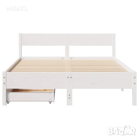vidaXL Рамка за легло без матрак, бял, 120x190 см, борово дърво масив, снимка 4 - Спални и легла - 56146964