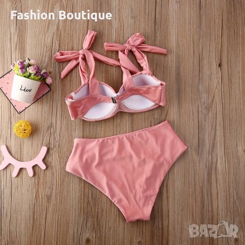 Розов бански висока талия, снимка 3 - Бански костюми - 31751477