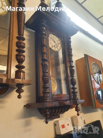 Стенен часовник. Франция 1900г. Много рядък, не е серийно производство. Цветен порцеланов циферблат., снимка 4 - Антикварни и старинни предмети - 51766079