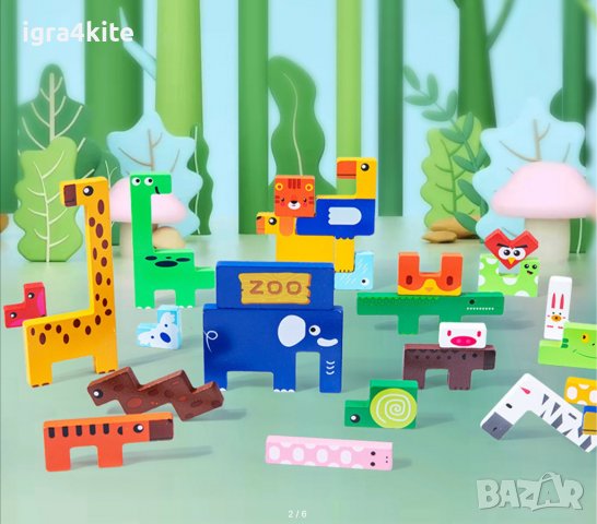 интерактивна дървена игра с магнитен риболов тетрис с животни, снимка 7 - Образователни игри - 38774025
