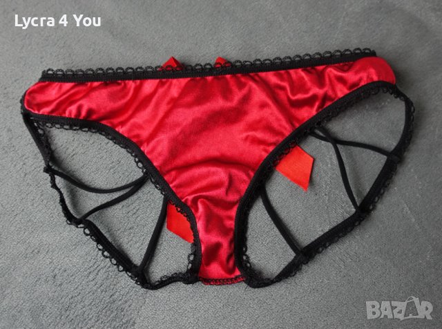 XS червена лъскава еротична бикина с изрязана задна част, снимка 7 - Бельо - 40837722