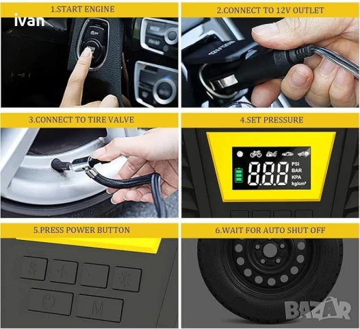 намаление Профисеонален дигитален компресор за автомобил с led осветление , снимка 4 - Аксесоари и консумативи - 50727835