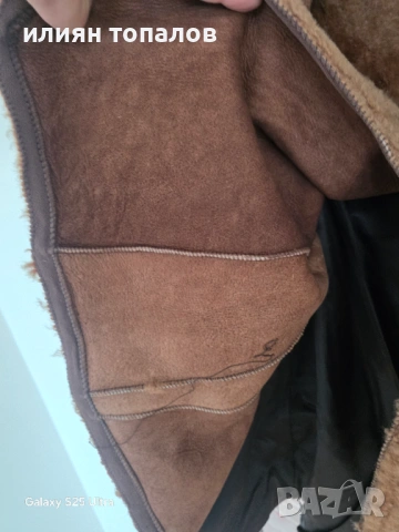 Офицерска тъмно кафява кожена шуба от телешка кожа с подплата от естествена агнешка кожа , снимка 10 - Палта - 36479473