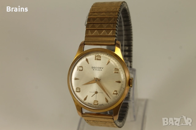 1960's SECORY Позлатен Швейцарски Ръчен Часовник