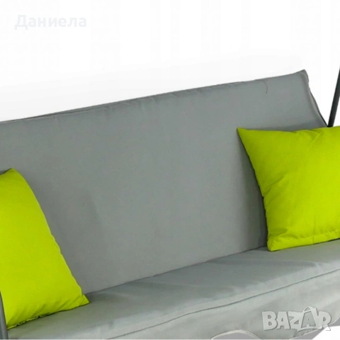 Градинска люлка A-Type със зелени възглавници и поставки за напитки - елегантност и комфорт, снимка 5 - Градински мебели, декорация  - 53882377