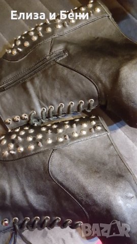 Екстравагантни готик кожени дамски боти на платформа с шипчета, снимка 7 - Дамски боти - 35066074