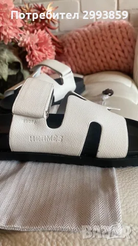HERMES CHYPRE sandals 36-38.5 сандали ЕРМЕС бели, снимка 4 - Чехли - 55740466