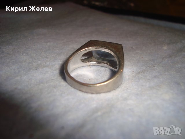 КРАСИВ АРТ ДЕКО ПРЪСТЕН Нерж. СТОМАНА с БЯЛА ПОЗЛАТА и ГОЛЯМ ЮВЕЛИРНО ФАСЕТИРАН САПФИР КРИСТАЛ 20287, снимка 11 - Пръстени - 37463846