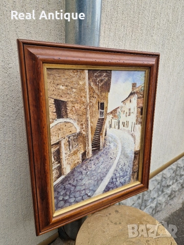 Превъзходна антикварна авторска майсторска картина масло върху платно , снимка 4 - Антикварни и старинни предмети - 54214004