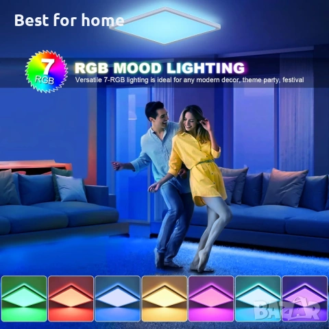 LEZOE RGB LED таванна лампа с димируема светлина и дистанционно управление, 18W 1800lm, снимка 3 - Лед осветление - 54318416