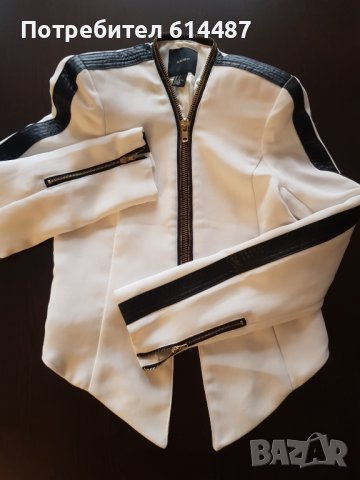 Бяло късо сако с цип, снимка 5 - Сака - 38332918