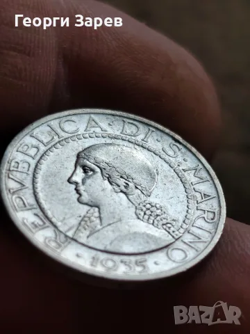 5 лири 1935 год,Сан Марино, сребро, тегло 5.00 гр, проба 835/1000, снимка 4 - Нумизматика и бонистика - 55971216