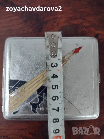 СТАРА РУСКА ЮБИЛЕЙНА ТАБАКЕРА ЗА ЦИГАРИ. СПУТНИК  3 - 1958 Г., снимка 7 - Антикварни и старинни предмети - 49281486