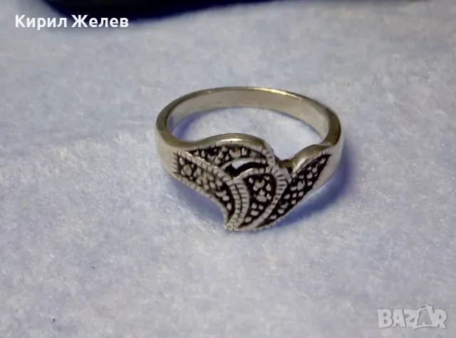 СКЪПЕЦЕНЕН МАРКАЗИТЕН СРЕБЪРЕН ПРЪСТЕН СРЕБРО 925 РЪЧНА ЮВЕЛИРНА ИЗРАБОТКА 47959, снимка 8 - Пръстени - 50115972