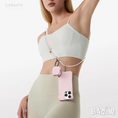 ORNARTO Vortuxe дебел силиконов защитен калъф с карабинер за AirPods 4 (2024), розов, снимка 5 - Аксесоари за Apple - 51200236