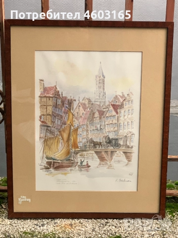 стара картина акварел от 1865г