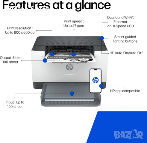 HP LaserJet M207dw безжичен черно-бял лазерен принтер с двустранен печат, снимка 7 - Принтери, копири, скенери - 54176381