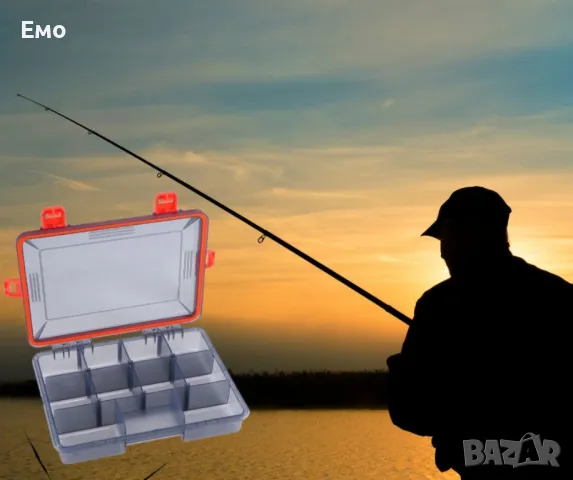 Сива кутия за рибарски принадлежности с оранжева закопчалка, m-k29, снимка 4 - Екипировка - 47880068